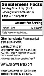 Natural Path Silver Wings Colloidal Silver 500PPM, Amber Brown Liquid Immune Support, 1 Fl Oz (Pack of 1)