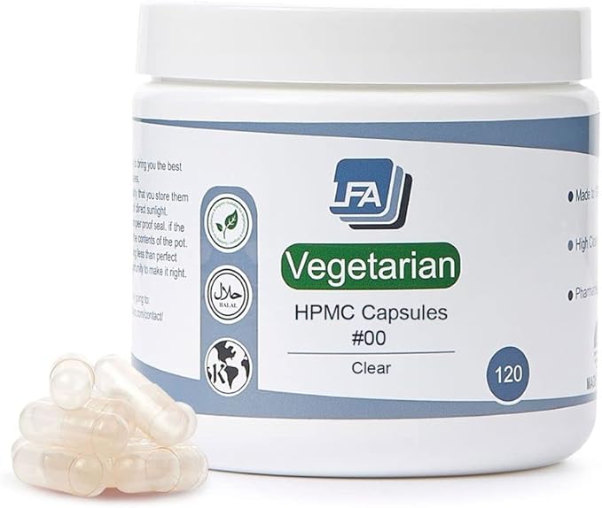Empty 00 Capsules - Vegan HPMC - 120 Count - Empty Pill Capsules for Capsule Filling Tray - Joined Vegetarian Caps Easy Snap for DIY Powder Supplement Pills - Certified Halal Kosher