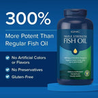 GNC Triple Strength Fish Oil Omega 3 Supplement, 1000mg EPA and DHA, Supports Heart, Brain, Skin, Eye and Joint Health, 60 Softgels