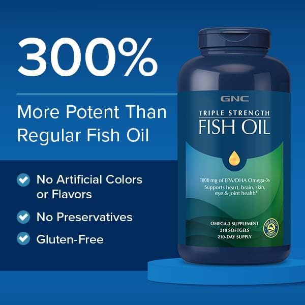GNC Men's 50+ Heart & Vitality Bundle (2 Items): Triple Strength Fish Oil (60 Softgels) & Mega Men 50 Plus Multivitamin (120 Count)