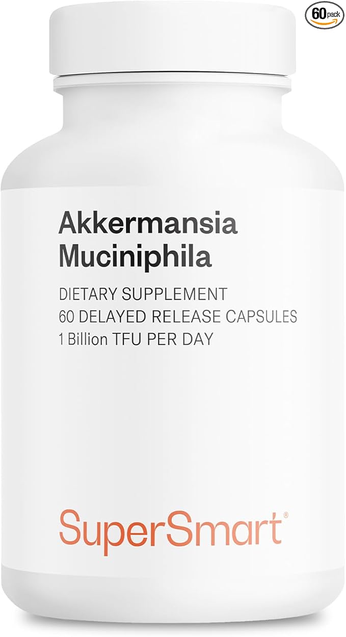 Supersmart Akkermansia Muciniphila 1 Billion TFU per Day (Pasteurized Probiotic) - Enhanced Absorption - Postbiotic Supplement | Non-GMO & Gluten Free - 60 Delayed Release Capsules
