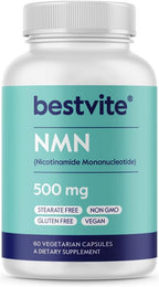 BESTVITE NMN 500mg (60 Vegetarian Capsules) - No Stearates - Vegan - Gluten Free - Non GMO