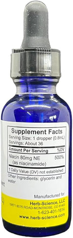 Liquid Vitamin B3 (Niacin) Dietary Supplement – Vegan, Alcohol-Free, Quality Tested – 1 fl oz (36 Servings)