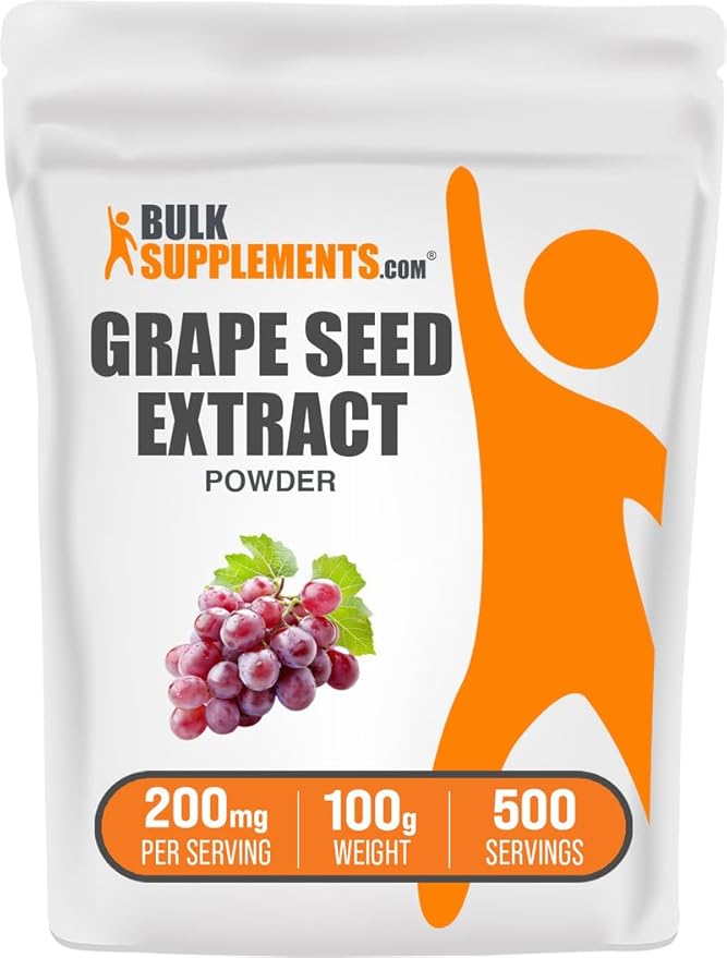 BulkSupplements.com Grape Seed Extract Powder - Antioxidant Supplement, Herbal Supplement - Vegan & Gluten Free, 200mg per Serving, 100g (3.5 oz) (Pack of 1)