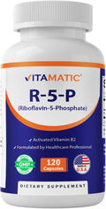 Vitamatic R-5-P Riboflavin-5-Phosphate (Vitamin B2) 50 mg | 120 Capsules | High Potency, Easy-to-Swallow Vegetarian Capsules