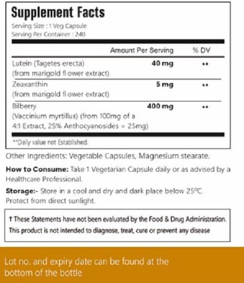 Lutein with Zeaxanthin, Vegan Capsules, 240 Count, 40 mg Lutein + 4 mg Zeaxanthin per Serving, Non-GMO, Gluten-Free - 2 Packs