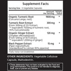 ML Naturals Organic Turmeric Curcumin – 1,800mg, Root Extract 300mg - 120mg Organic Ginger & 15mg Black Pepper (Per Serving) - 90 Vegetable Capsules – Non-GMO