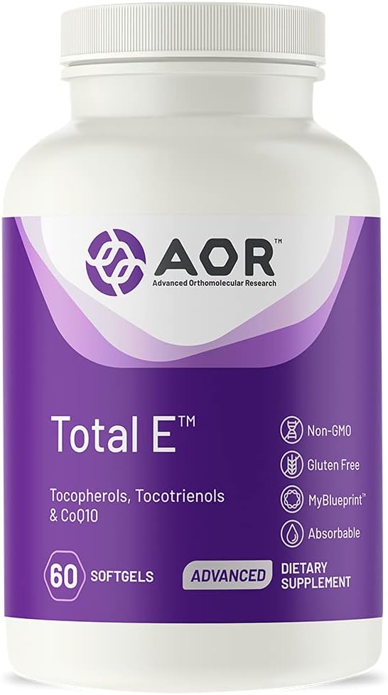 AOR Total E 445 mg, 60 Softgels, 60-Day Supply, Vitamin E Complex with CoQ10 – Advanced Antioxidant Blend for Overall Wellness, Skin & Hair Health