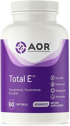 AOR Total E 445 mg, 60 Softgels, 60-Day Supply, Vitamin E Complex with CoQ10 – Advanced Antioxidant Blend for Overall Wellness, Skin & Hair Health