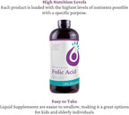 Life Solutions Liquid Folic Acid Supplement – 800 mcg Vitamin B9 per Serving – Berry Flavor, 8 fl oz – Fast Absorption, Prenatal, Heart & Brain Support