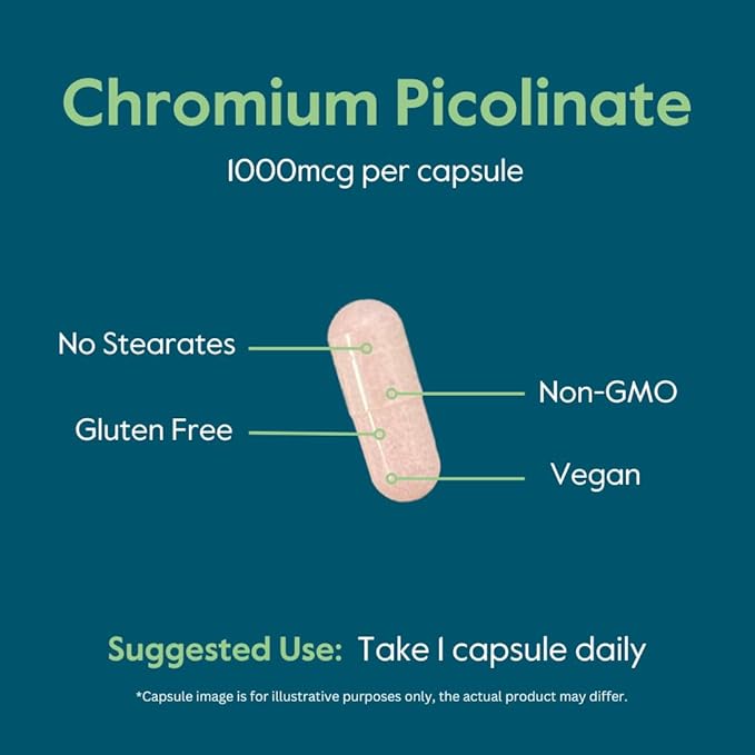 BESTVITE Chromium Picolinate 1000mcg (240 Vegetarian Capsules) - No Stearates - Vegan, Gluten Free, Non-GMO - Mineral Supplement - Supports Healthy Metabolism* - Easy-to-Swallow Capsules