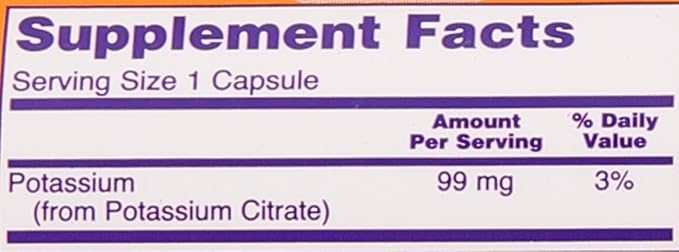 NOW Potassium Citrate 99 mg,180 Capsules