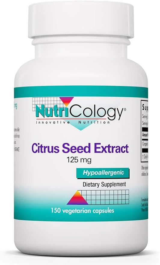 Allergy Research Group Nutricology Citrus Seed Extract Supplement - Grapefruit Seed Extract 250mg, Supports Metabolic Function, Vegetarian Capsules - 150 Count
