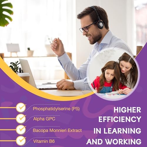 (2 Packs) Phosphatidylserine 600mg Gummies, Brain Supplement for Memory, Focus and Concentration - Phosphatidylserine Memory Supplement with Alpha GPC, B6 & B12 for Brain and Cognitive, 120 Gummies