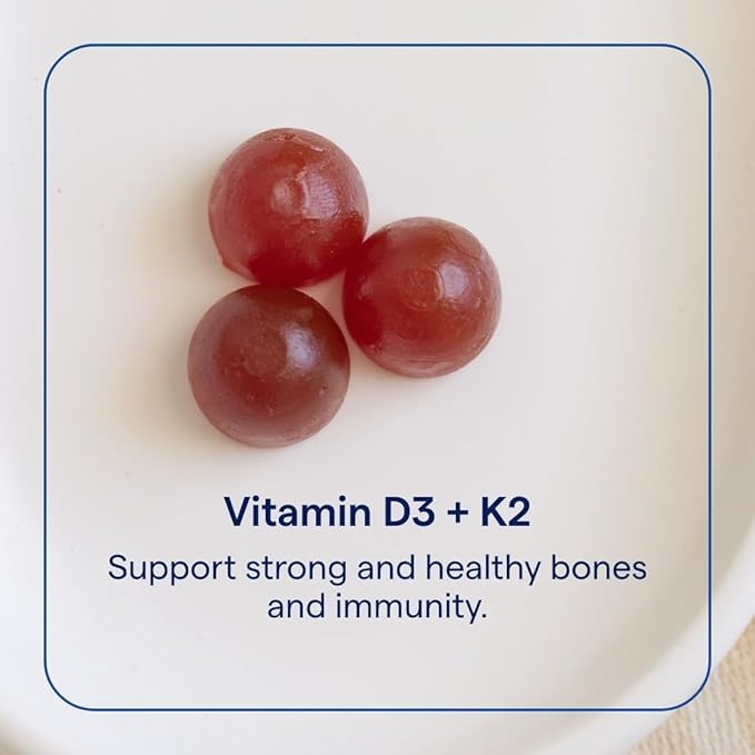 Trace Minerals Vitamin D3 + K2 Gummies - Bioavailable Vitamin Blend for Bone, Heart & Immune System Support - High-Potency - Plant-Based - Gluten-Free & Vegan - Strawberry - 60 Servings