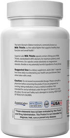 Superior Labs Milk Thistle NonGMO - 80% Silymarin Flavonoids - Powerful Formula for Healthy Liver, Kidney, Detox and Function, Energy - 250mg 4:1 Extract Yielding 1,000mg, 120 Vegetable Caps