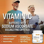 Bronson Buffered Vitamin C Powder Ascorbic Acid Buffered with Sodium Ascorbate Soluble Fine Crystals – Promotes Healthy Immune System and Cell Protection – Powerful Antioxidant - 1 Kilogram (2.2 Lbs)
