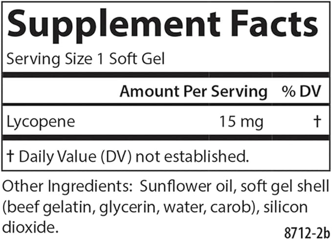 Carlson - Lycopene, 15 mg, Tomato-Free, Prostate Health & Circulation Support, Optimal Wellness, 180 Softgels