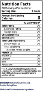 Fulvic Humic Acid 75 + Trace Minerals Liquid Supplement - Plant Derived in USA - Fulvic Acid Minerals Concentrate for Energy, Gut Health and Hydration- 1 gram per Serving - 2 oz.