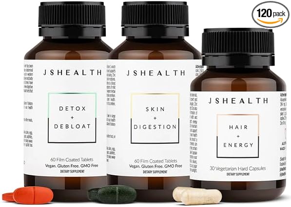 JSHealth Vitamins Signature - Hair + Energy, Detox + Debloat, and Skin + Digestion Supplements - Virtual Bundle