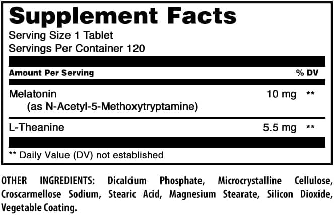 Amazing Formulas Melatonin 10 Mg Plus L-Theanine 5.5 Mg Supplement | Tablets | Non-GMO | Gluten Free | Made in USA | (120 Tablets, Pack of 3)
