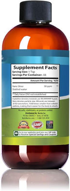 NutriNoche Colloidal Silver Liquid - Premium Silver for Immune Support - Organic Plata Coloidal para Tomar - 99.99% Ultra Pure Nano Particles for Optimal Absorption - 30 ppm 8 oz
