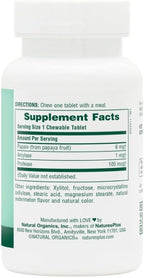 NaturesPlus Papaya Enzyme - 180 Chewable Tablets - Digestive Aid Supplement with Amylase & Protease - Helps Reduce Gas, Bloating, Stomach Upset & Discomfort - Vegan, Gluten Free - 180 Servings