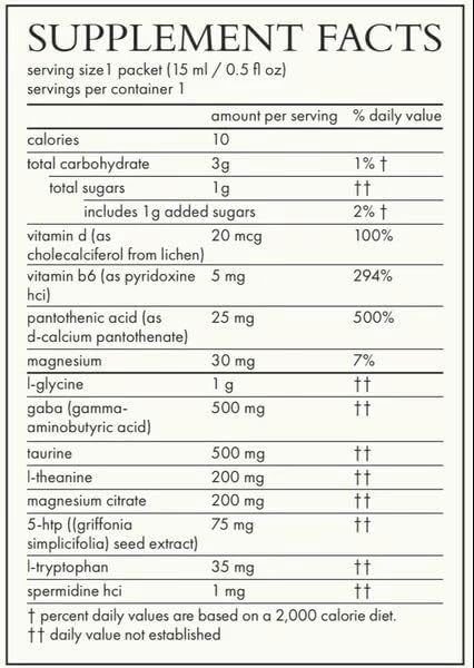 Agent Nateur - Calm (Beauty) Spermidine + Taurine Daily Supplement | Non-Drowsy, Melatonin-Free Liquid Formula | GABA, L-Theanine, Magnesium Citrate | Clean Ingredients, Made in USA (24x15ml sachets)