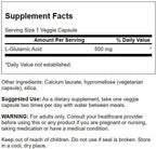 Swanson Amino Acid Glutamic Acid 500 Milligrams 60 Veg Capsules