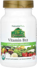 NaturesPlus Source of Life Garden Vitamin B12 - 60 Capsules - Includes 20+ Whole Food Extracts - USDA Certified Organic, Non-GMO, Vegan, Gluten Free - 30 Servings