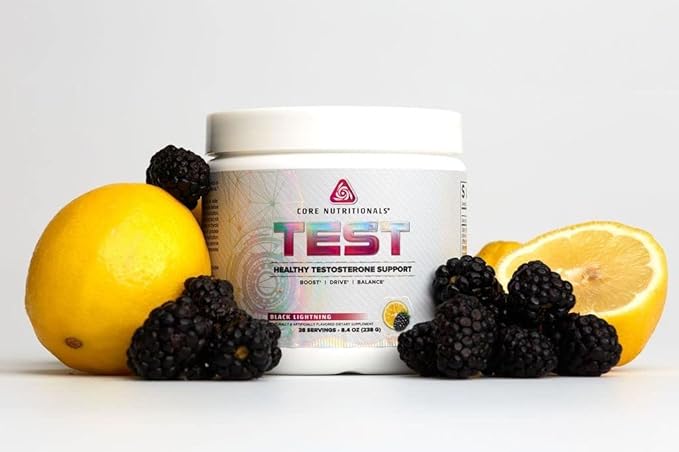 Core Nutritionals Test Vitality & Testosterone Support | with KSM-66 Ashwagandha, Calcium D-Aspartic Acid, & Pine Extract | 28 Servings (Black Lightning)