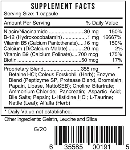 Systemic Formulas DB12 Digest VIT. B12 - Digestives + Vitamin B12. B12 Formula with Enhanced B12 Absorption.