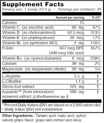 L-ARGININE PRO | 5,500mg L-Arginine Plus L-Citrulline 1,100mg Orange Powder Drink Mix Supplement for Increased Nitric Oxide Production