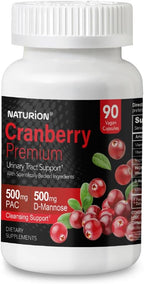 Cranberry Premium - Urinary Tract Support with PACRAN Cranberry Extract & D-Mannose, 500mg - 90 Vegan Capsules, 45 Day Supply