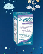 HealthAid SleepProbio, Vegan Sleep Support Supplement, 30 Capsules, Once Daily Probiotics and Herbs to Support Restful Sleep & Relaxation