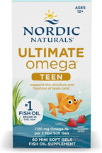 Nordic Naturals Ultimate Omega 2X Teen, Strawberry - 60 Mini Soft Gels - 1120 mg Total Omega-3s with EPA & DHA - Brain Health, Positive Mood, Social Development, Learning - Non-GMO - 30 Servings