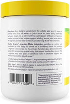 Healthy Origins L-Arginine Powder 5,000 mg per Serving, 10.6 oz (300g) - American-Made USP Grade Amino Acid, Nitric Oxide Precursor Supports Heart Health, Sports Recovery & Performance - 60 Servings