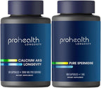 ProHealth Healthy Aging Bundle | Ca AKG Supplement 1,000mg (60 Capsules) + Pure Spermidine Supplement 1mg (180 Veggie Capsules) | Supports Longevity, Metabolic Function, Autophagy & Cellular Health