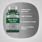 Piping Rock Sea Kelp Iodine Supplement | 225 mcg | 500 Tablets | Non-GMO, Gluten Free