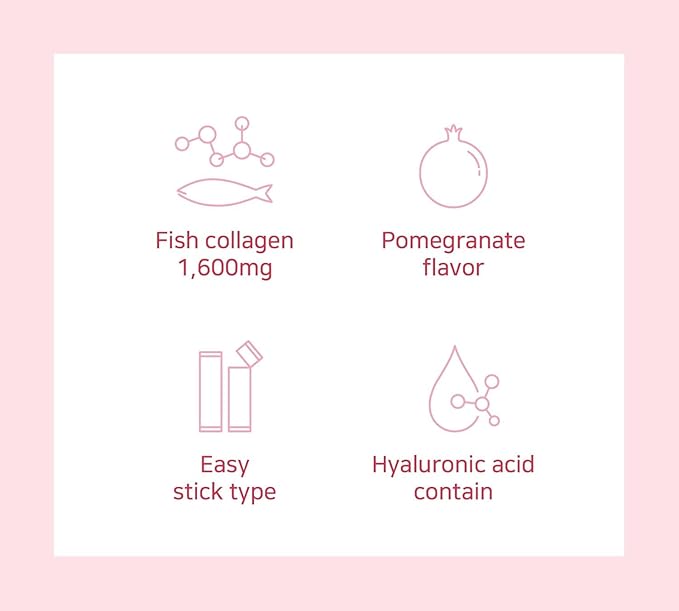 Pomegranate Collagen Jelly Stick 20g * 15 Stick 1,600mg Low Molecular Fish Collagen