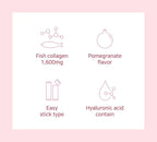Pomegranate Collagen Jelly Stick 20g * 15 Stick 1,600mg Low Molecular Fish Collagen