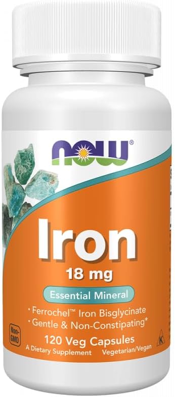 NowFoods Iron 18 mg Essential Mineral 120 Veg Capsules