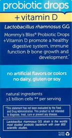 Mommy's Bliss Baby Probiotics + Vitamin D Drops,Supports Digestive Health & Immune Function*,400IU Vitamin D,Supports Bone Development*,Newborns+,Flavorless,0.34 Fl Oz (30 Servings),(Pack of 2)