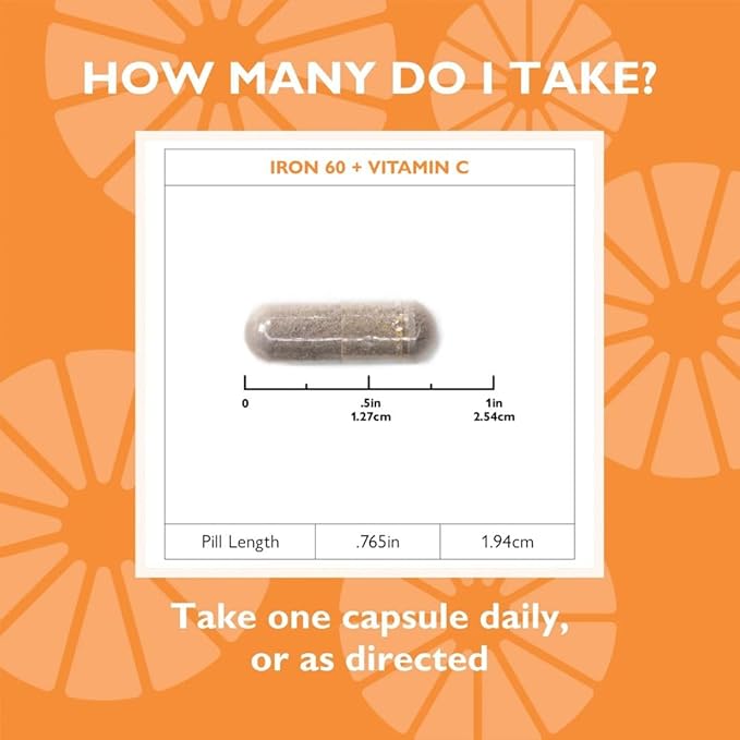 Celebrate Vitamins Iron Supplement with Vitamin C - 60mg Iron, 60mg Vitamin C, Bariatric Vitamins for WLS Patients, Vertical Sleeve & Gastric Bypass Surgery (90 Capsules)