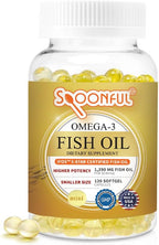 Spoonful Mini Omega 3 Fish Oil, iFOS Certified, 1290 mg Per Serving, 120 Softgels Pearls, Small Size Easy to Swallow Capsules, Made in USA