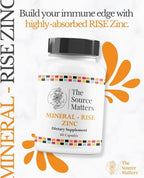 Mineral - Rise ZINC Highly Absorbed Zinc Glycinate for Immune Function, Skin Health, and Tissue Repair (60 Capsules)