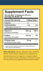 Researched Nutritionals C-RLA - Liposomal Vitamin C with R Lipoic Acid to Support Detox - Vegan & Soy-Free Vitamin C Liquid, Peppermint Flavor (10 Fl Oz)