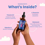 JoySpring SleepBerry - Kids Melatonin Liquid - 3MG Melatonin with D3 and Elderberry - Sugar-Free Liquid for Kids & Teens – Gentle Natural Sleep Support Formula (4 fl oz)