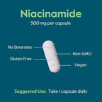BESTVITE Filler-Free Niacinamide 500mg (240 Vegetarian Capsules) - Flush Free Vitamin B3- No Stearates - Vegan - Non GMO - Gluten Free