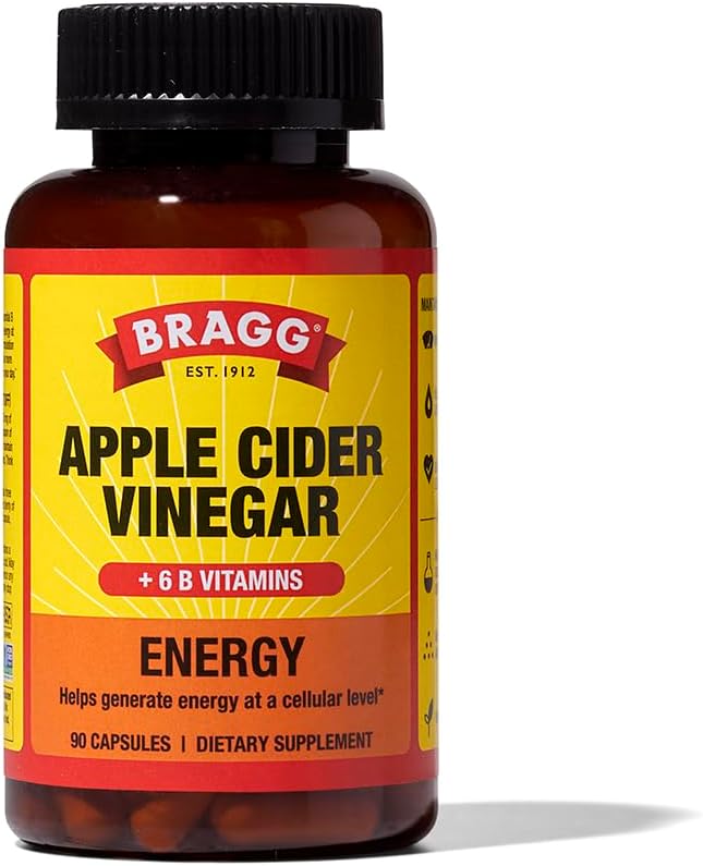 BRAGG Renew Apple Cider Vinegar Capsules with Phytoceramides Energy Apple Cider Vinegar Capsules with B Vitamins